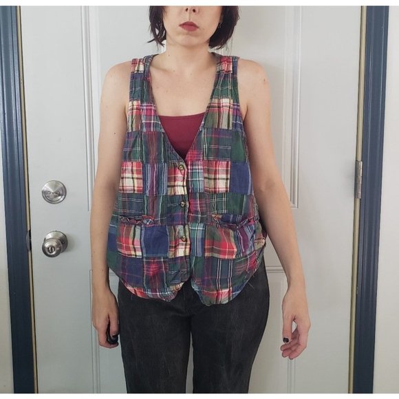90s Cotton Patchwork Vest - Picture 1 of 4